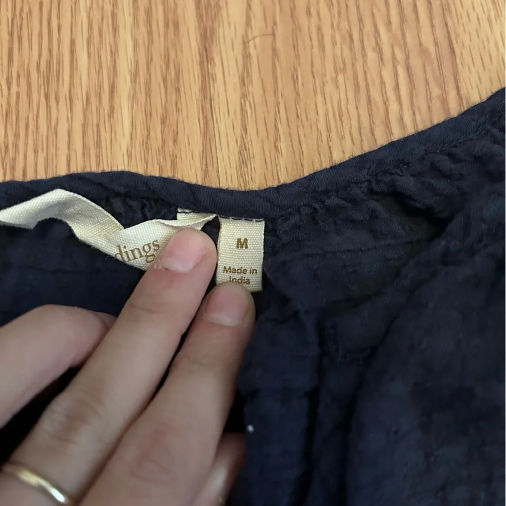 Soft Surroundings Navy Blouse with Lace Detail - Picture 6 of 9